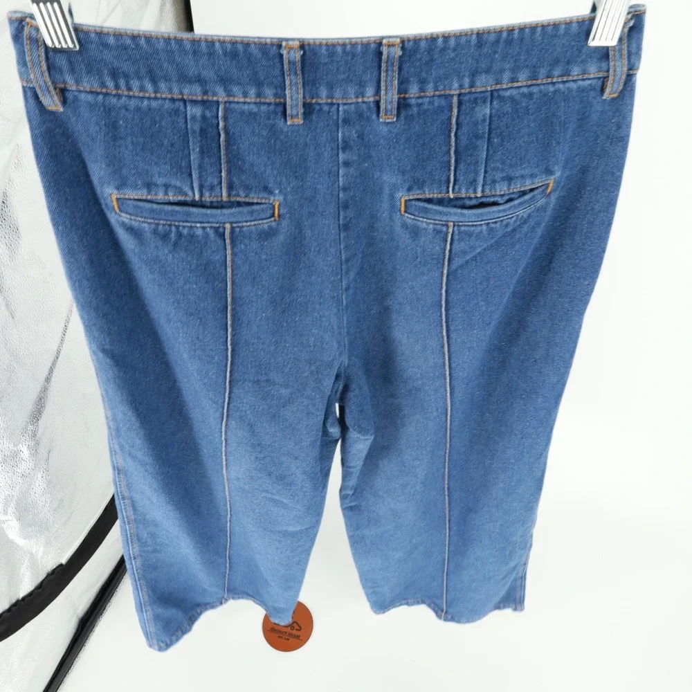 Rosetta Getty Collective Blue Wide Leg‎ Pintuck Denim Jeans Womens Size 6